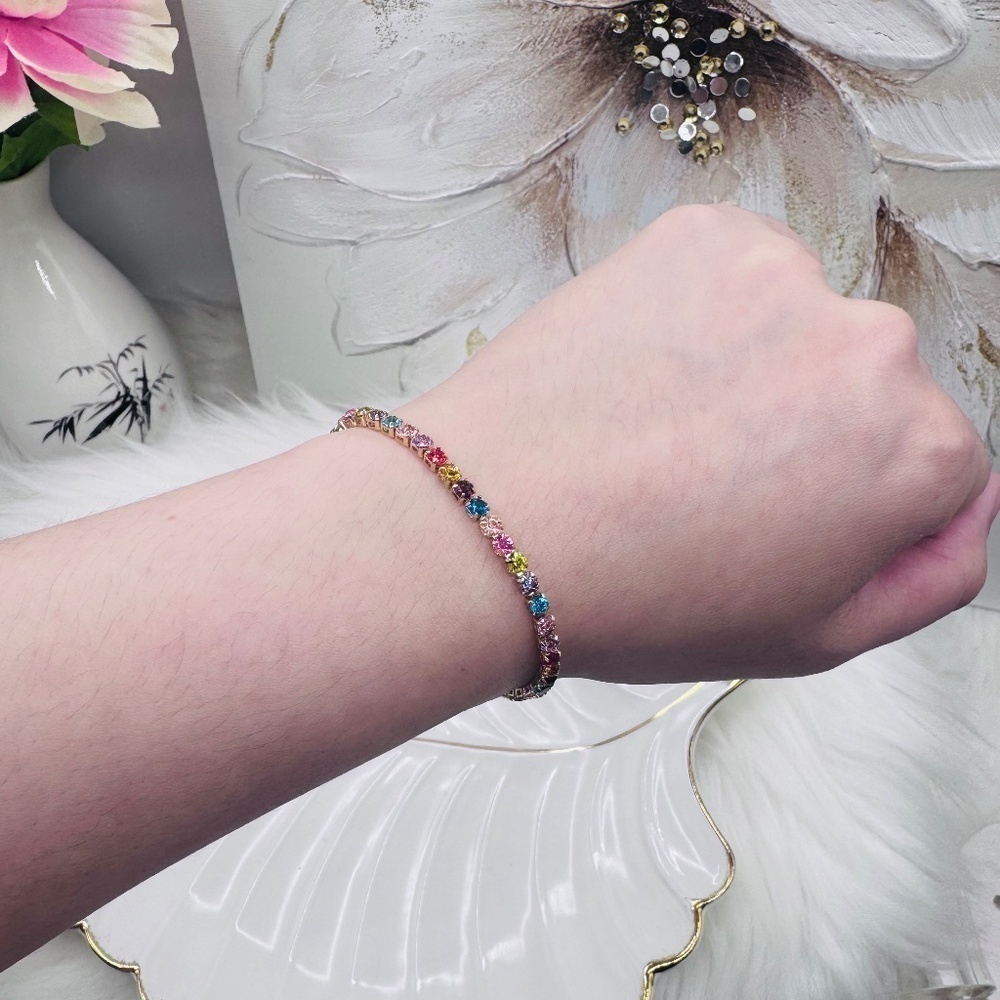 Colorful Rhinestones Adjustable Bracelet - Picture 7 of 7
